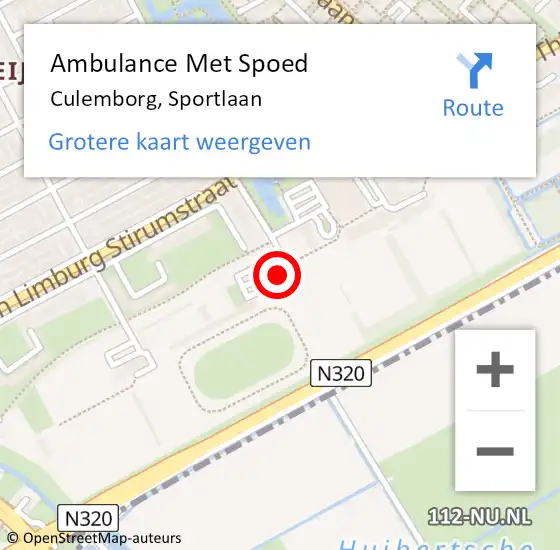 Locatie op kaart van de 112 melding: Ambulance Met Spoed Naar Culemborg, Sportlaan op 12 juni 2021 13:41