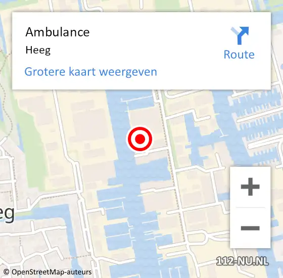 Locatie op kaart van de 112 melding: Ambulance Heeg op 12 juni 2021 13:42