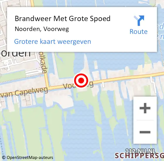 Locatie op kaart van de 112 melding: Brandweer Met Grote Spoed Naar Noorden, Voorweg op 12 juni 2021 13:51