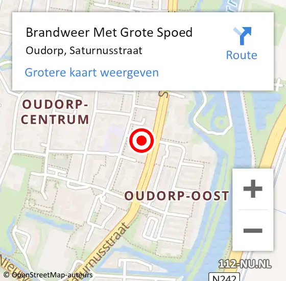 Locatie op kaart van de 112 melding: Brandweer Met Grote Spoed Naar Oudorp, Saturnusstraat op 12 juni 2021 14:03