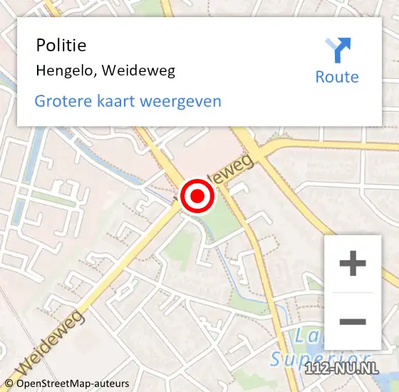 Locatie op kaart van de 112 melding: Politie Hengelo, Weideweg op 12 juni 2021 14:08