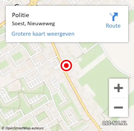 Locatie op kaart van de 112 melding: Politie Soest, Nieuweweg op 12 juni 2021 14:23