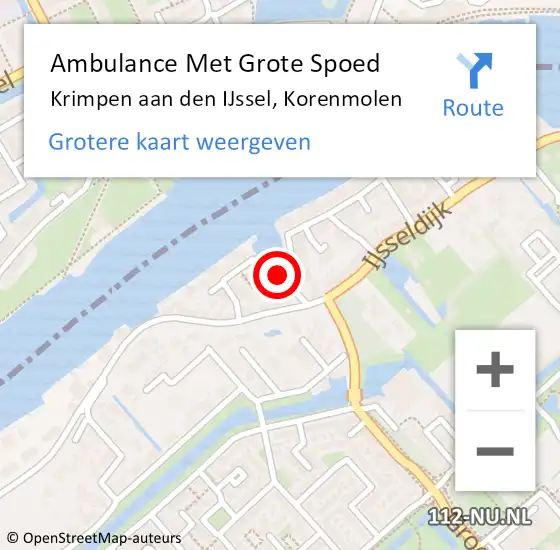 Locatie op kaart van de 112 melding: Ambulance Met Grote Spoed Naar Krimpen aan den IJssel, Korenmolen op 12 juni 2021 14:32