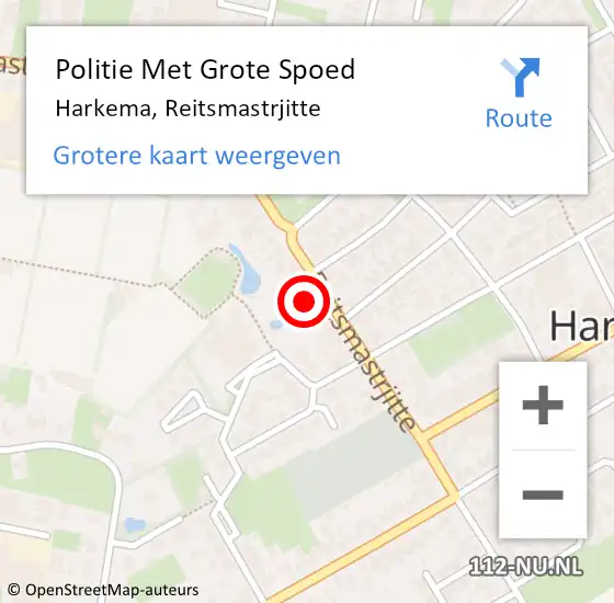 Locatie op kaart van de 112 melding: Politie Met Grote Spoed Naar Harkema, Reitsmastrjitte op 12 juni 2021 14:39