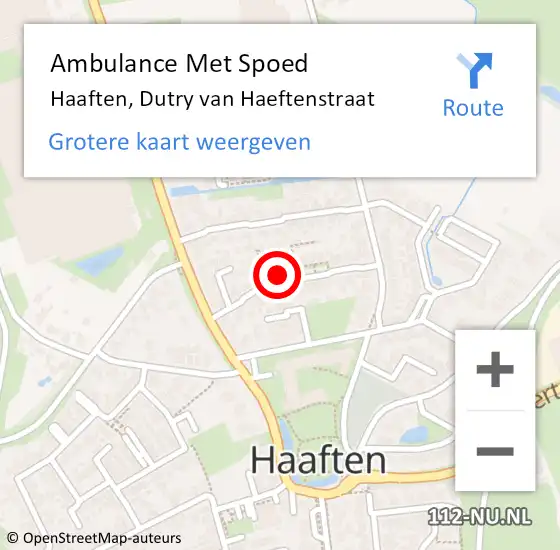 Locatie op kaart van de 112 melding: Ambulance Met Spoed Naar Haaften, Dutry van Haeftenstraat op 12 juni 2021 14:53