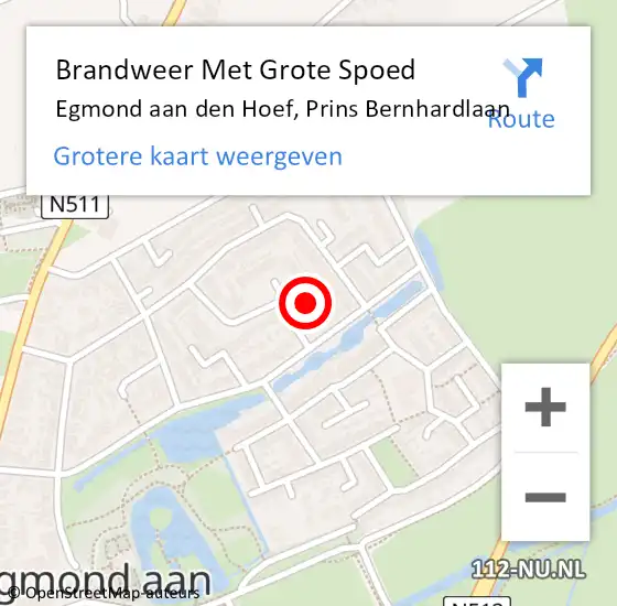 Locatie op kaart van de 112 melding: Brandweer Met Grote Spoed Naar Egmond aan den Hoef, Prins Bernhardlaan op 12 juni 2021 14:57