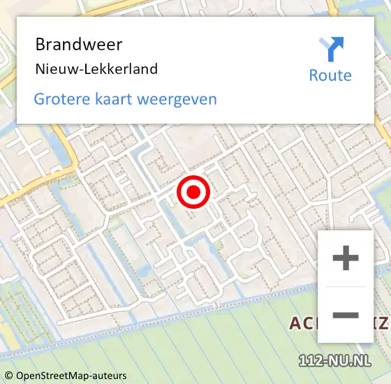 Locatie op kaart van de 112 melding: Brandweer Nieuw-Lekkerland op 12 juni 2021 15:12