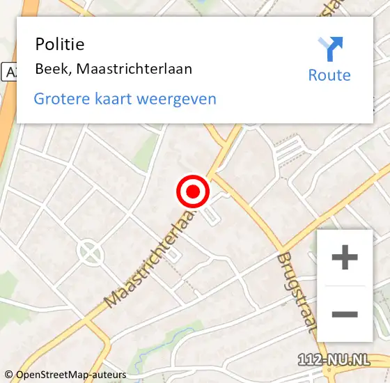 Locatie op kaart van de 112 melding: Politie Beek, Maastrichterlaan op 12 juni 2021 15:32