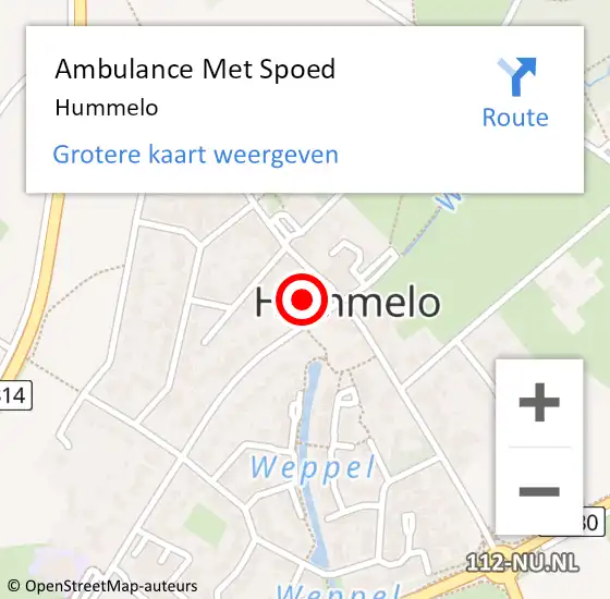 Locatie op kaart van de 112 melding: Ambulance Met Spoed Naar Hummelo op 12 juni 2021 15:37