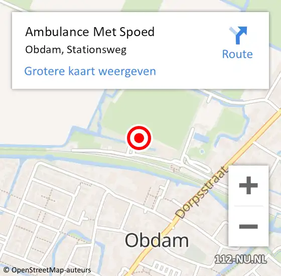 Locatie op kaart van de 112 melding: Ambulance Met Spoed Naar Obdam, Stationsweg op 12 juni 2021 15:37