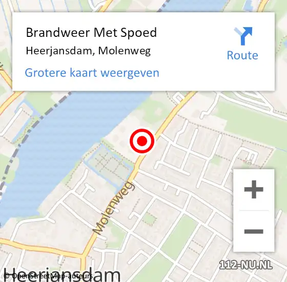 Locatie op kaart van de 112 melding: Brandweer Met Spoed Naar Heerjansdam, Molenweg op 12 juni 2021 15:47