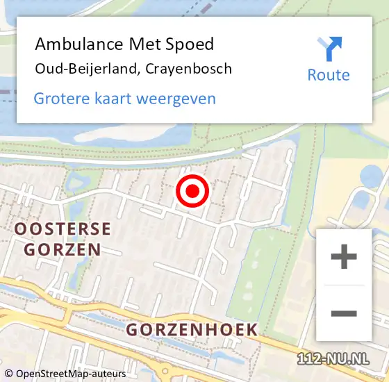Locatie op kaart van de 112 melding: Ambulance Met Spoed Naar Oud-Beijerland, Crayenbosch op 12 juni 2021 15:54