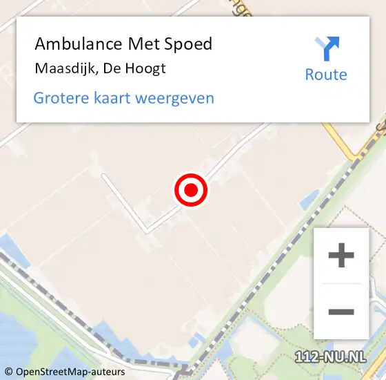 Locatie op kaart van de 112 melding: Ambulance Met Spoed Naar Maasdijk, De Hoogt op 12 juni 2021 15:57