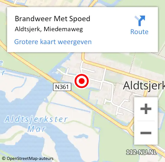 Locatie op kaart van de 112 melding: Brandweer Met Spoed Naar Aldtsjerk, Miedemaweg op 12 juni 2021 15:59