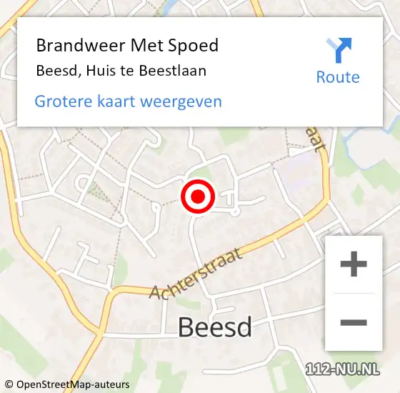 Locatie op kaart van de 112 melding: Brandweer Met Spoed Naar Beesd, Huis te Beestlaan op 12 juni 2021 16:00