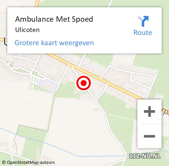 Locatie op kaart van de 112 melding: Ambulance Met Spoed Naar Ulicoten op 12 juni 2021 16:02