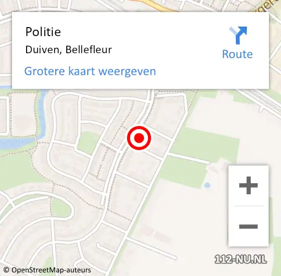 Locatie op kaart van de 112 melding: Politie Duiven, Bellefleur op 12 juni 2021 16:22