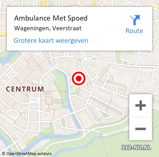 Locatie op kaart van de 112 melding: Ambulance Met Spoed Naar Wageningen, Veerstraat op 12 juni 2021 16:24