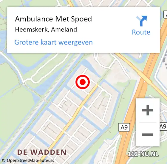 Locatie op kaart van de 112 melding: Ambulance Met Spoed Naar Heemskerk, Ameland op 12 juni 2021 16:29