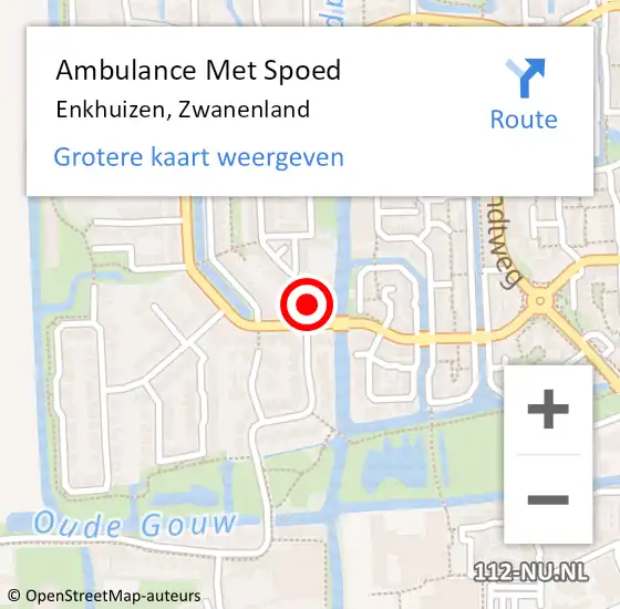 Locatie op kaart van de 112 melding: Ambulance Met Spoed Naar Enkhuizen, Zwanenland op 12 juni 2021 16:48