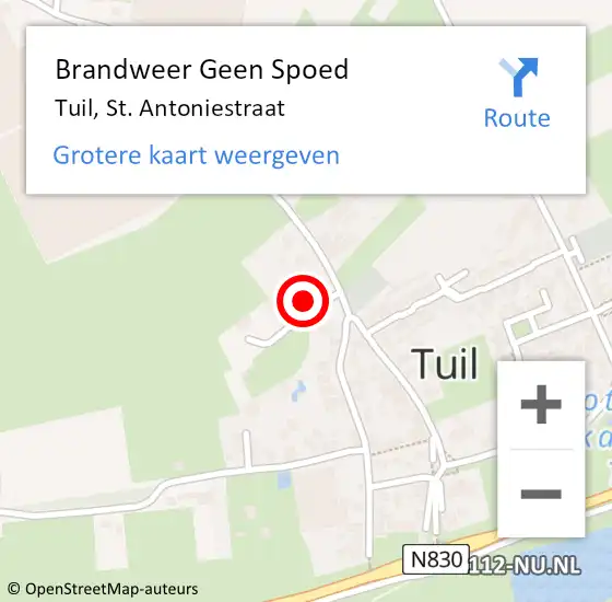 Locatie op kaart van de 112 melding: Brandweer Geen Spoed Naar Tuil, St. Antoniestraat op 12 juni 2021 16:51