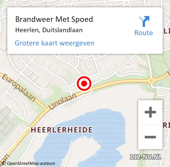 Locatie op kaart van de 112 melding: Brandweer Met Spoed Naar Heerlen, Duitslandlaan op 12 juni 2021 17:02