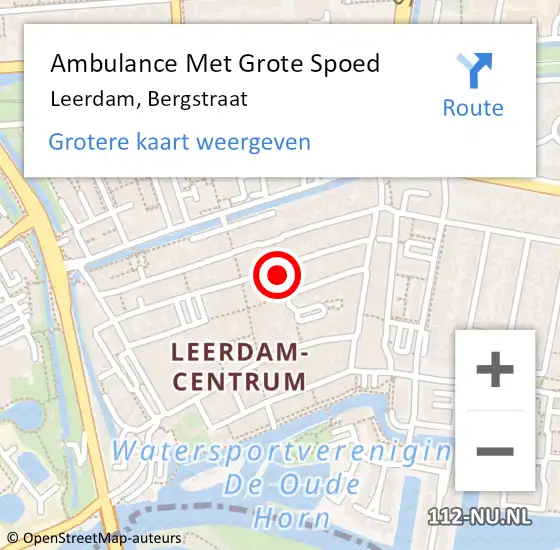 Locatie op kaart van de 112 melding: Ambulance Met Grote Spoed Naar Leerdam, Bergstraat op 12 juni 2021 17:10