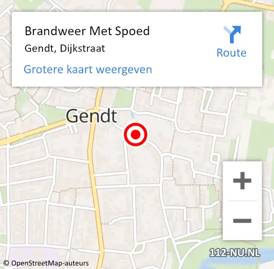 Locatie op kaart van de 112 melding: Brandweer Met Spoed Naar Gendt, Dijkstraat op 12 juni 2021 17:11