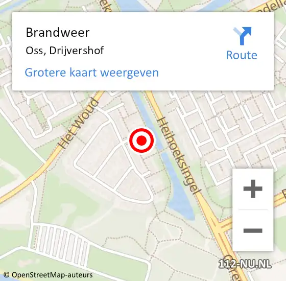 Locatie op kaart van de 112 melding: Brandweer Oss, Drijvershof op 12 juni 2021 17:14