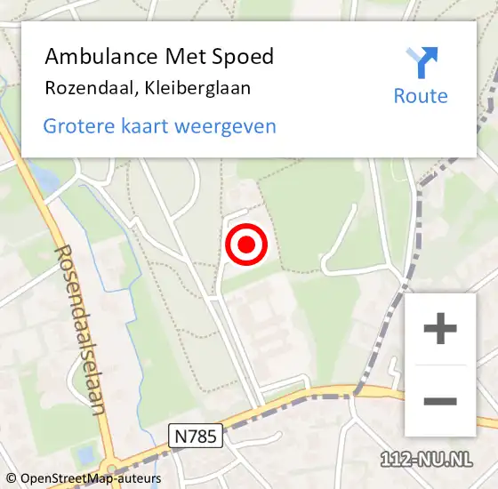 Locatie op kaart van de 112 melding: Ambulance Met Spoed Naar Rozendaal, Kleiberglaan op 12 juni 2021 17:32