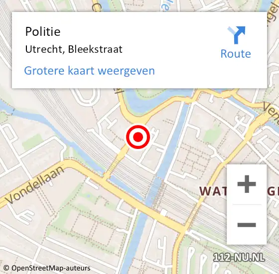 Locatie op kaart van de 112 melding: Politie Utrecht, Bleekstraat op 12 juni 2021 17:34