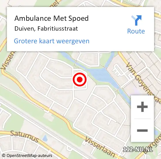 Locatie op kaart van de 112 melding: Ambulance Met Spoed Naar Duiven, Fabritiusstraat op 12 juni 2021 17:53