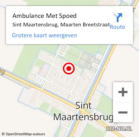 Locatie op kaart van de 112 melding: Ambulance Met Spoed Naar Sint Maartensbrug, Maarten Breetstraat op 12 juni 2021 18:08