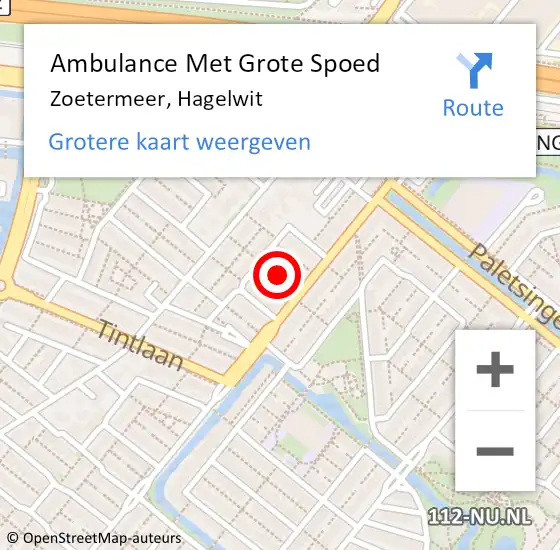 Locatie op kaart van de 112 melding: Ambulance Met Grote Spoed Naar Zoetermeer, Hagelwit op 12 juni 2021 18:24