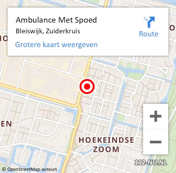 Locatie op kaart van de 112 melding: Ambulance Met Spoed Naar Bleiswijk, Zuiderkruis op 12 juni 2021 18:26