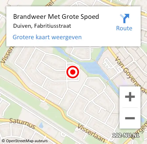 Locatie op kaart van de 112 melding: Brandweer Met Grote Spoed Naar Duiven, Fabritiusstraat op 12 juni 2021 18:26