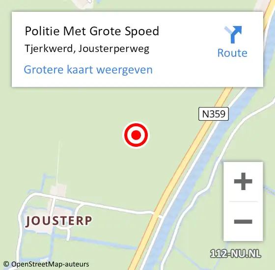 Locatie op kaart van de 112 melding: Politie Met Grote Spoed Naar Tjerkwerd, Jousterperweg op 12 juni 2021 18:41