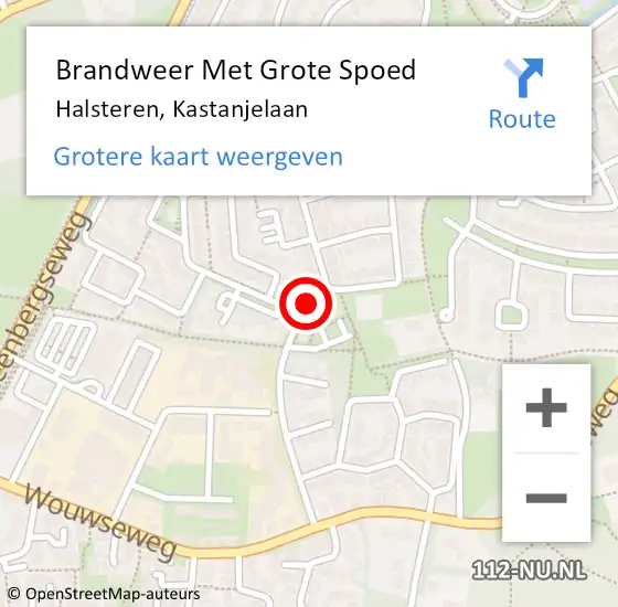 Locatie op kaart van de 112 melding: Brandweer Met Grote Spoed Naar Halsteren, Kastanjelaan op 12 juni 2021 18:46