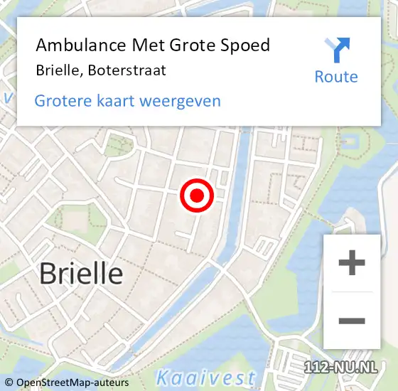 Locatie op kaart van de 112 melding: Ambulance Met Grote Spoed Naar Brielle, Boterstraat op 12 juni 2021 18:47