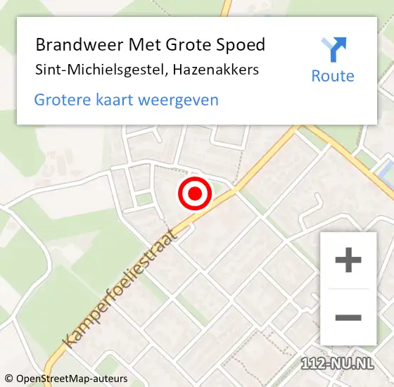 Locatie op kaart van de 112 melding: Brandweer Met Grote Spoed Naar Sint-Michielsgestel, Hazenakkers op 12 juni 2021 18:54