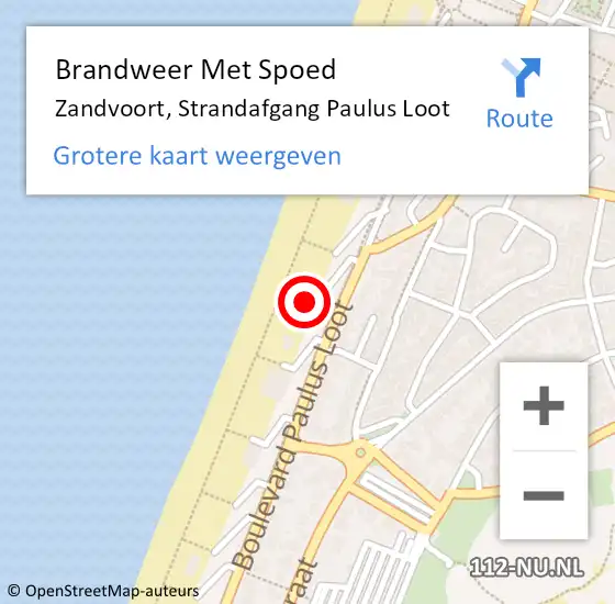 Locatie op kaart van de 112 melding: Brandweer Met Spoed Naar Zandvoort, Strandafgang Paulus Loot op 12 juni 2021 18:59