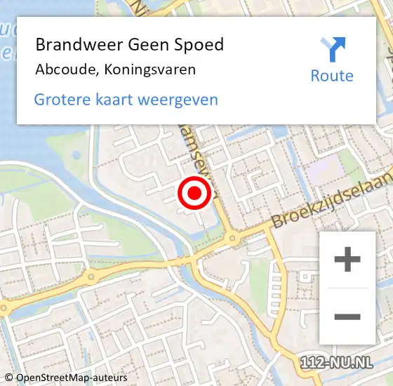 Locatie op kaart van de 112 melding: Brandweer Geen Spoed Naar Abcoude, Koningsvaren op 12 juni 2021 19:07