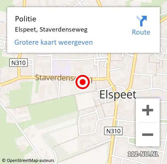 Locatie op kaart van de 112 melding: Politie Elspeet, Staverdenseweg op 12 juni 2021 19:12