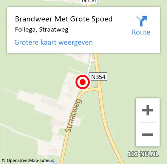 Locatie op kaart van de 112 melding: Brandweer Met Grote Spoed Naar Follega, Straatweg op 13 juni 2014 07:08