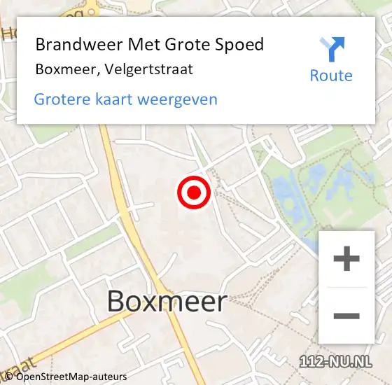 Locatie op kaart van de 112 melding: Brandweer Met Grote Spoed Naar Boxmeer, Velgertstraat op 12 juni 2021 19:23