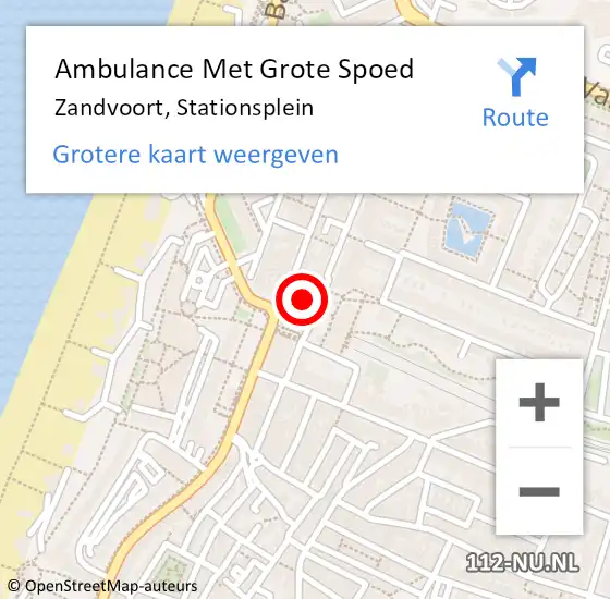 Locatie op kaart van de 112 melding: Ambulance Met Grote Spoed Naar Zandvoort, Stationsplein op 12 juni 2021 19:29