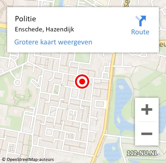 Locatie op kaart van de 112 melding: Politie Enschede, Hazendijk op 12 juni 2021 19:31