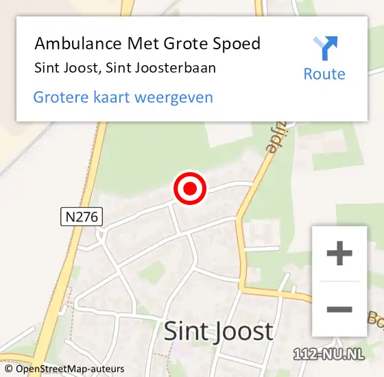 Locatie op kaart van de 112 melding: Ambulance Met Grote Spoed Naar Sint Joost, Sint Joosterbaan op 8 september 2013 14:10