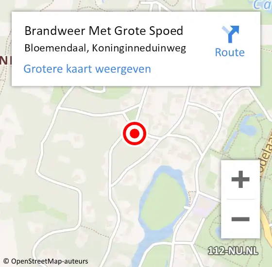 Locatie op kaart van de 112 melding: Brandweer Met Grote Spoed Naar Bloemendaal, Koninginneduinweg op 12 juni 2021 20:10