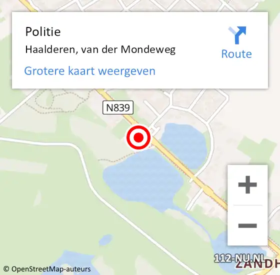 Locatie op kaart van de 112 melding: Politie Haalderen, van der Mondeweg op 12 juni 2021 20:15